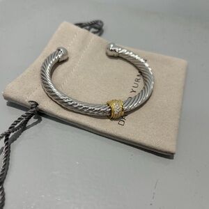 David Yurman Twisted Silver Bracelet with Gold Detail 7mm